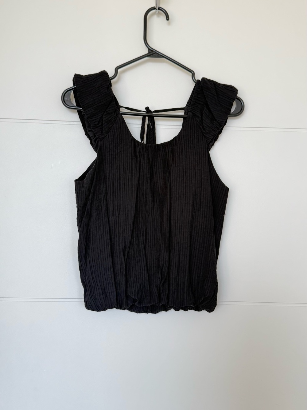 Black Ruffle Sleeve Women's Top